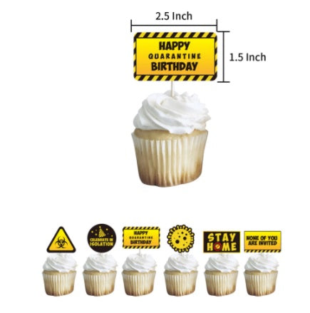 12 pcs Quarantine cupcake toppers