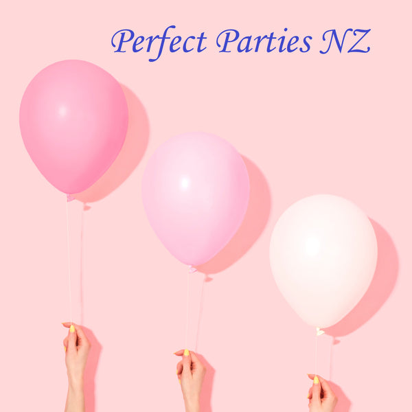 Perfect Parties NZ background image Pink balloons on pink background.