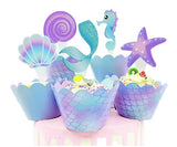Mermaid cupcake wrappers and toppers (20 pcs)