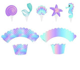 Mermaid cupcake wrappers and toppers (20 pcs)