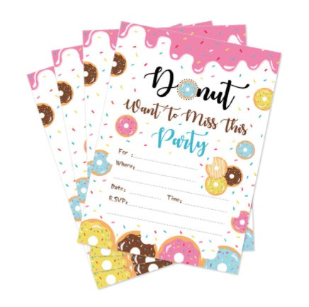 10 pcs Donut invitations