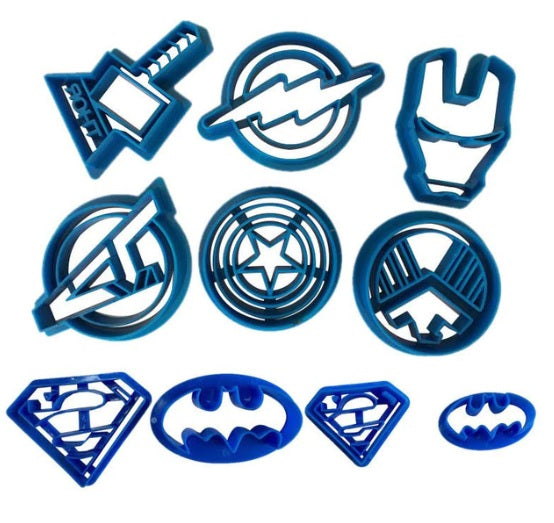 10 piece Superhero fondant/cookie cutter set