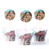 Polynesian Princesscupcake toppers and wrappers (24 pcs)