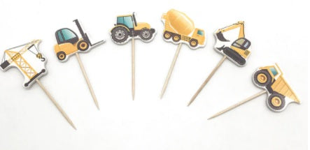 12 pcs Trucks and Diggers cupcake toppers - style B