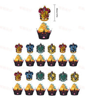 12 pcs Wizard class emblem cupcake toppers Set C