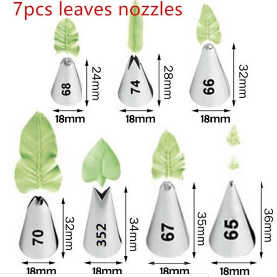 7 pcs Leaf nozzle piping set