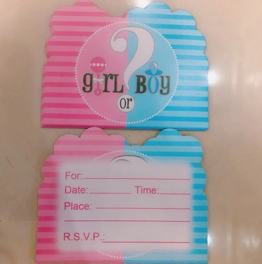Gender reveal invitations (8 pack)