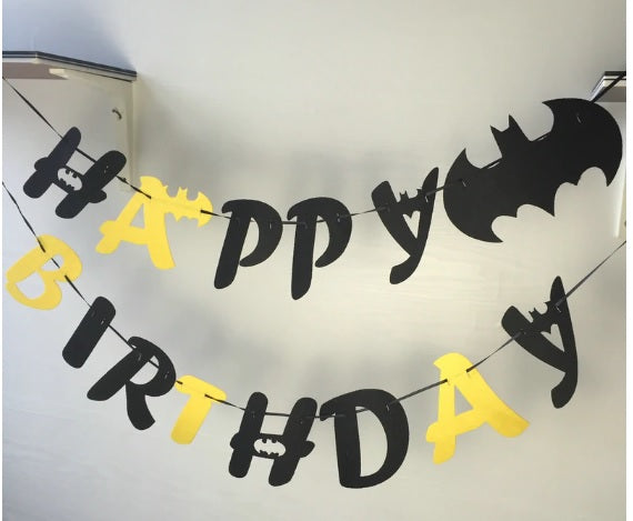 Caped Crusader Happy Birthday banner