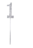 Silver Diamante Number cake pick