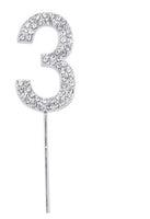 Silver Diamante Number cake pick