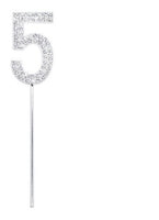 Silver Diamante Number cake pick