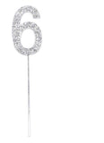 Silver Diamante Number cake pick