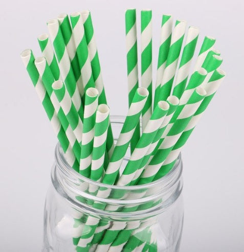 Paper straws - green - 25 pcs