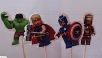 Bricks Superheroes cupcake toppers  Pack A (12 pack)