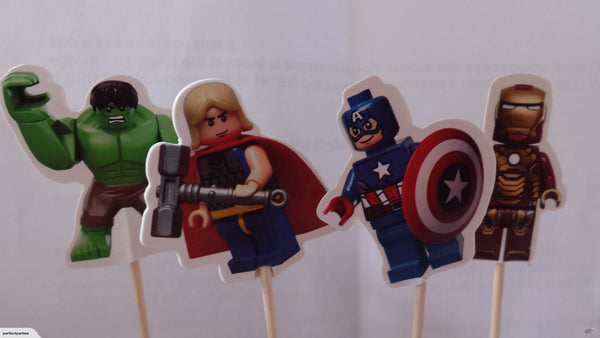 Bricks Superheroes cupcake toppers  Pack A (12 pack)