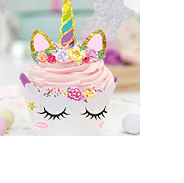 Sleepy Unicorn Cupcake wrappers and toppers (24 pcs)