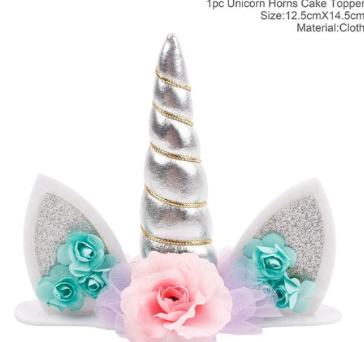 Unicorn Cake topper - silver