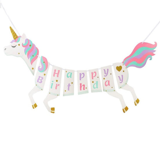 Unicorn 'Happy Birthday' banner