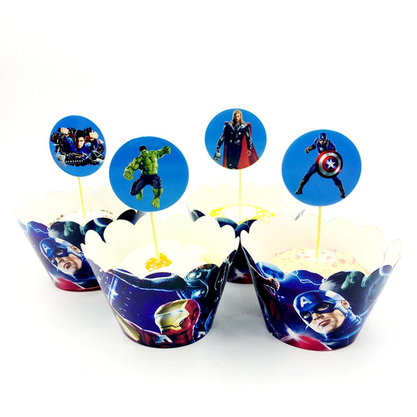 Superhero Cupcake Wrappers and Toppers (24 pcs)