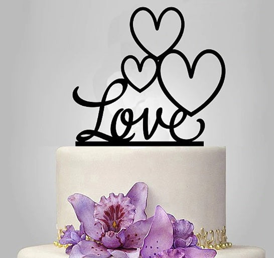 Black "Love" cake plaque/topper