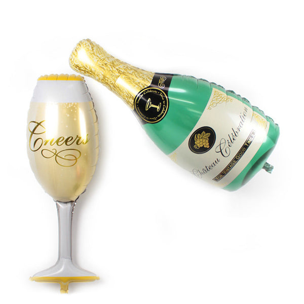 Champagne bottle and glass balloon - foil - Adult Party