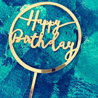 Circular "Happy Birthday" cake plaque