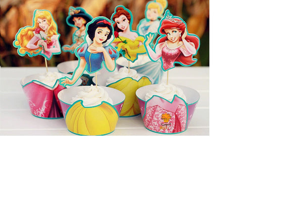 Princess cupcake wrappers and toppers (24 pcs)