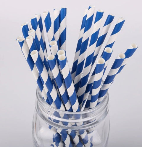 Paper straws - blue - 25 pcs