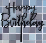 Italic "Happy Birthday" cake topper/plaque