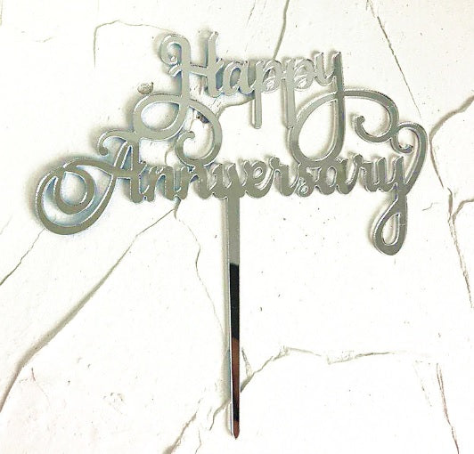 "Happy Anniversary" cake topper