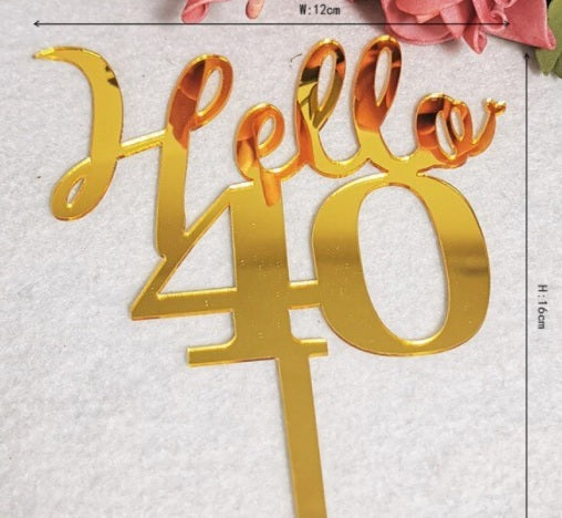 Hello 40 cake plaque