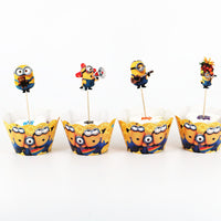 Mini Yellow Henchmen Cupcake wrappers and toppers (24 pcs)