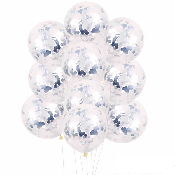 Silver confetti balloons - 10 pack